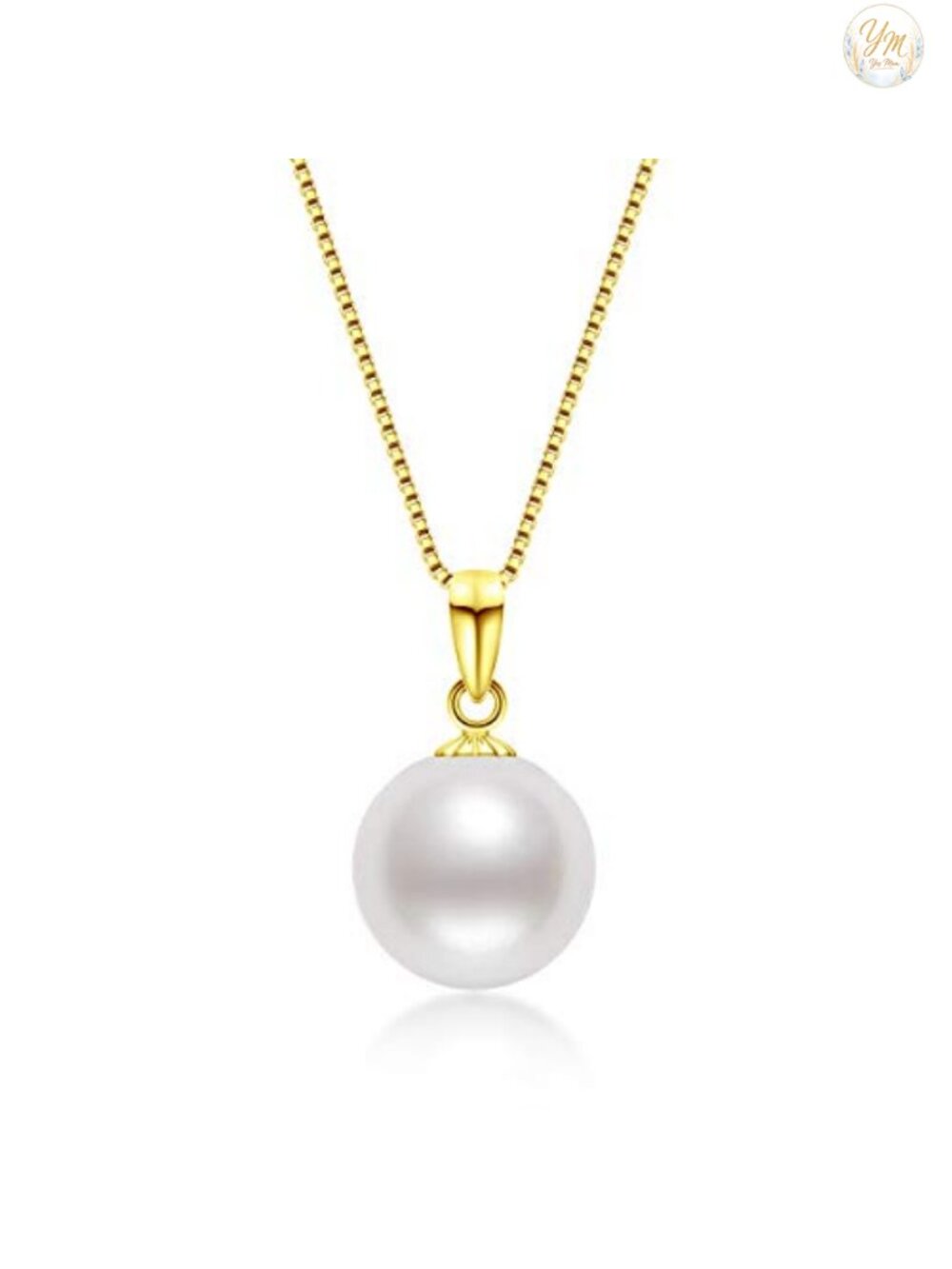 18K Gold Freshwater Pearl Pendant Necklace for Women Sterling Silver Chain